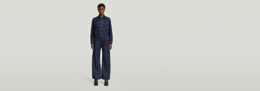 belted 3d loose jumpsuit