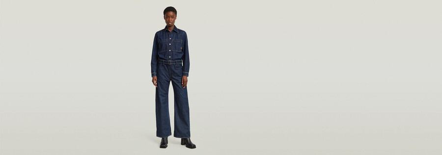 belted 3d loose jumpsuit
