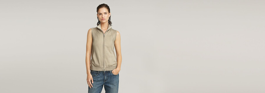 washed lightweight zip knitted top