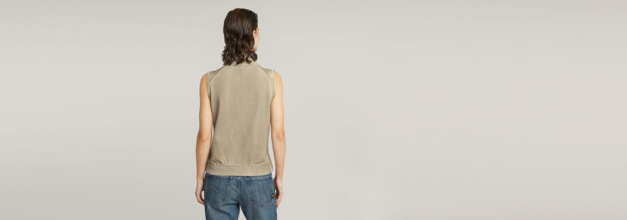 washed lightweight zip knitted top