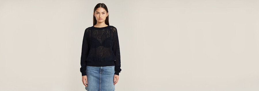 pointelle lightweight knitted sweater
