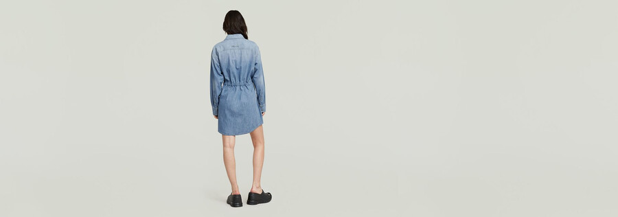 relaxed drawcord denim dress