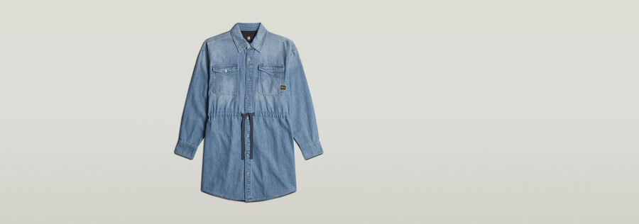 relaxed drawcord denim dress