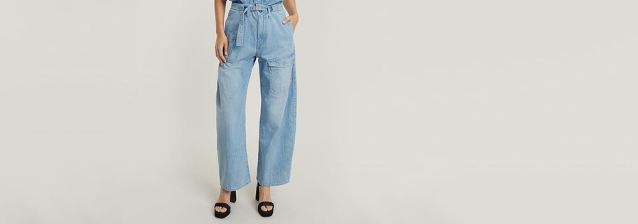 belted cargo loose jeans