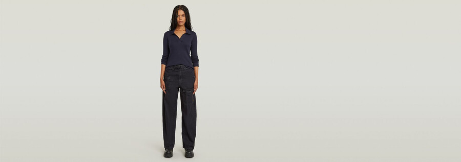 belted cargo loose jeans
