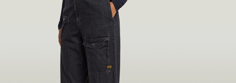 belted cargo loose jeans