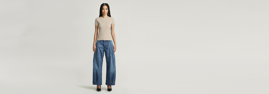 pleated loose jeans