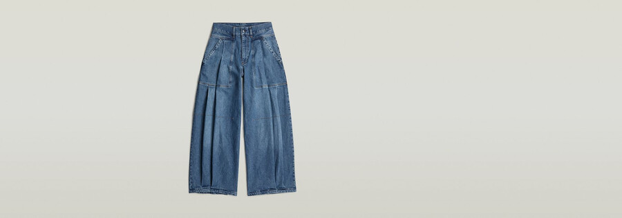 pleated loose jeans