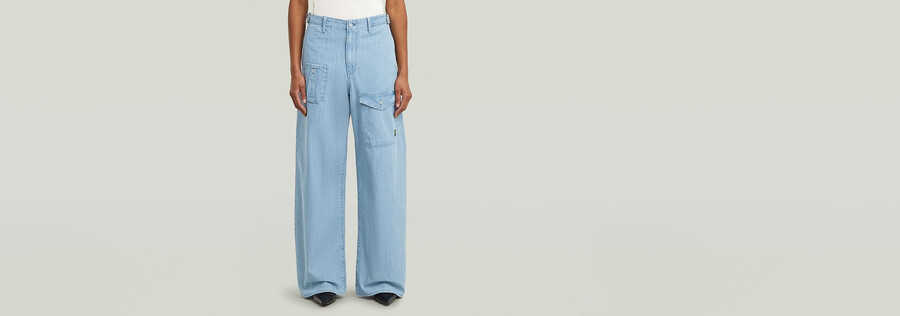 belted cargo loose jeans
