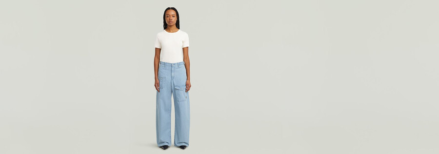 belted cargo loose jeans