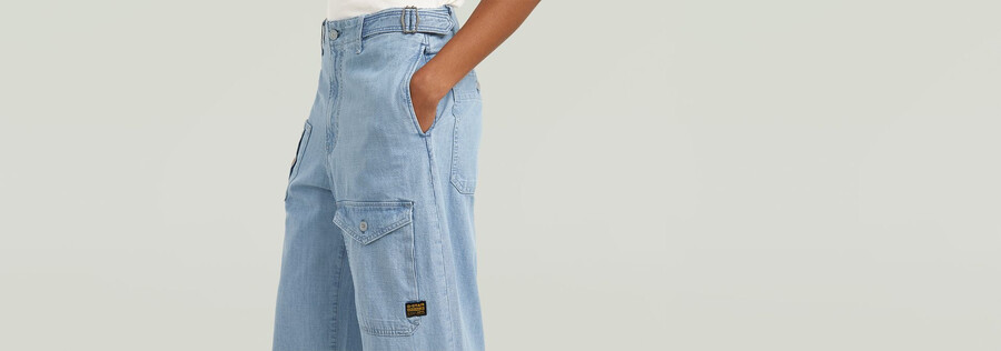 belted cargo loose jeans