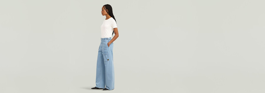 belted cargo loose jeans