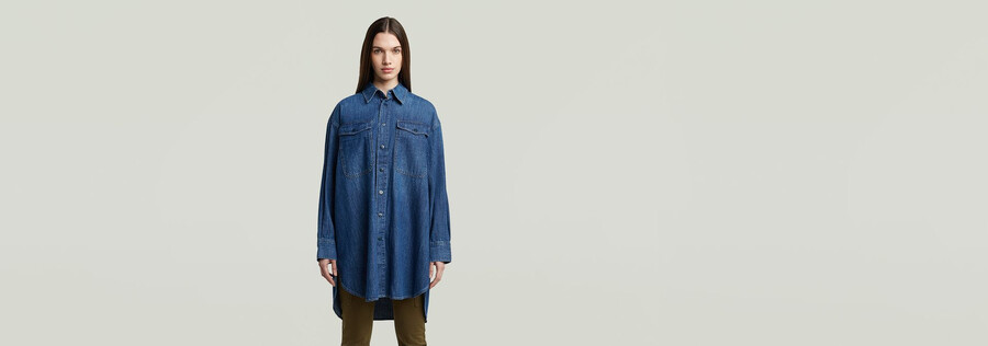oversized denim shirt evergreen