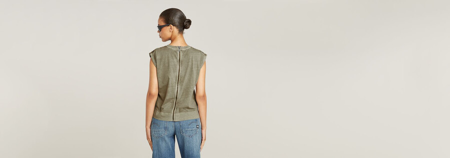 back zip overdyed top