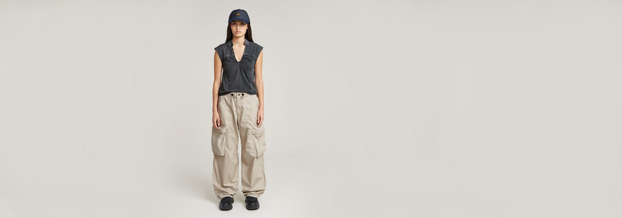 balloon cargo high waist pants