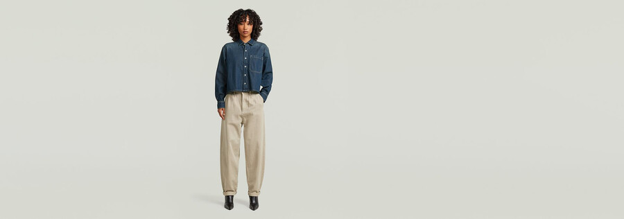 pleated tapered chino