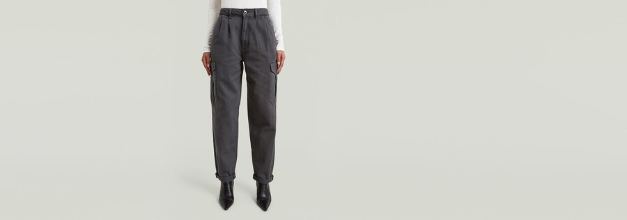 pleated tapered cargo chino