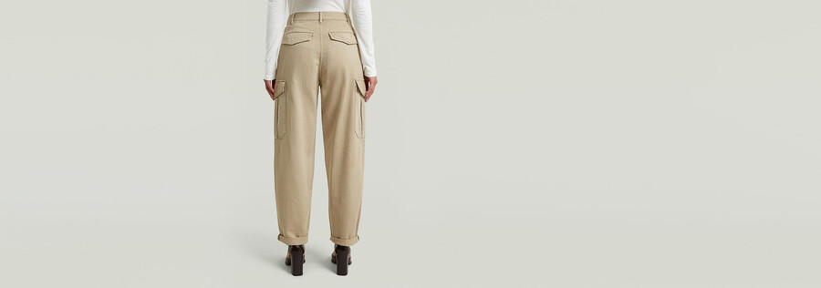 pleated tapered cargo chino