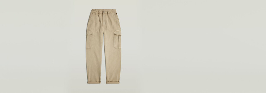 pleated tapered cargo chino