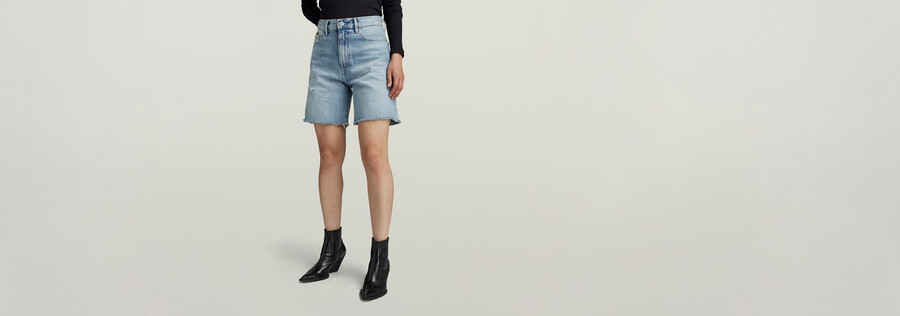 high bermuda shorts raw edge