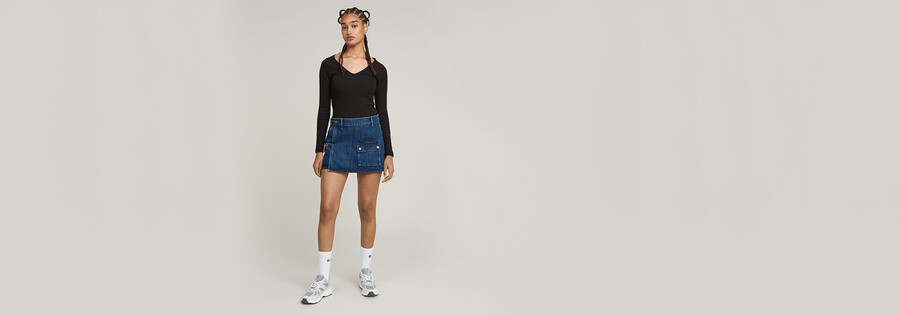 micro denim skort