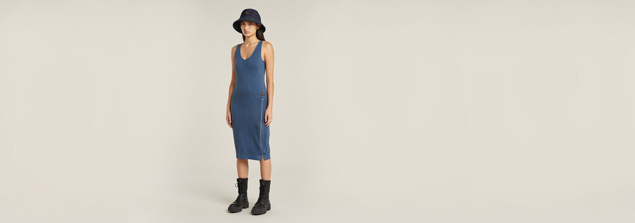 overdyed asymmetric zip dress