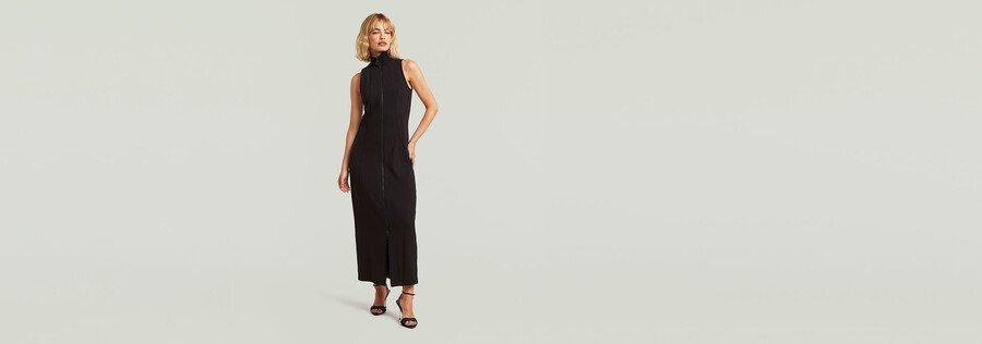 slim full zip dress