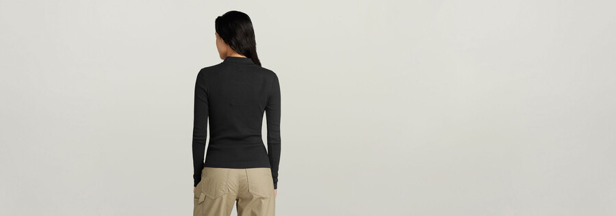 ribbed slim polo top