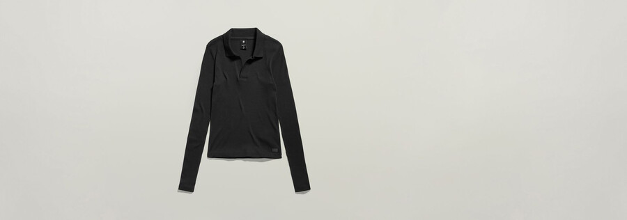 ribbed slim polo top