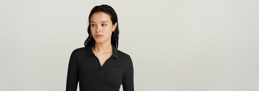 ribbed slim polo top