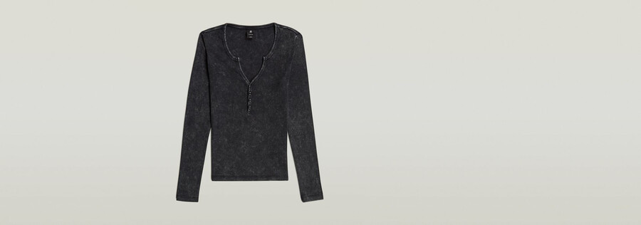 deep v overdyed henley slim top
