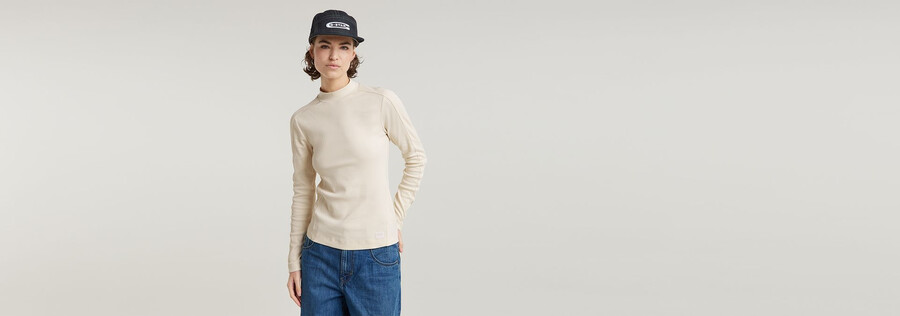slim rib mock top