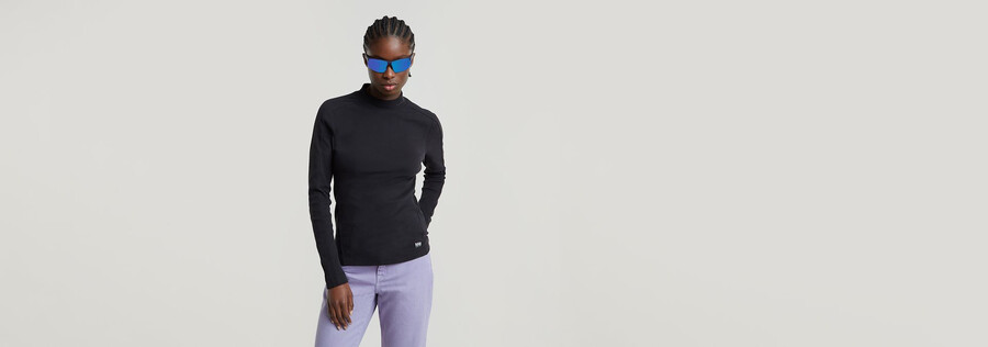 slim rib mock top