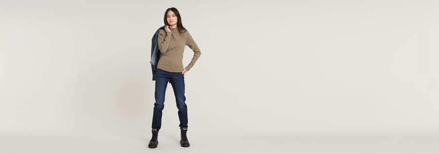 slim rib mock top