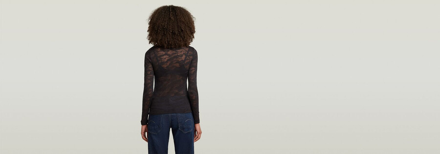 fine lace aop slim top