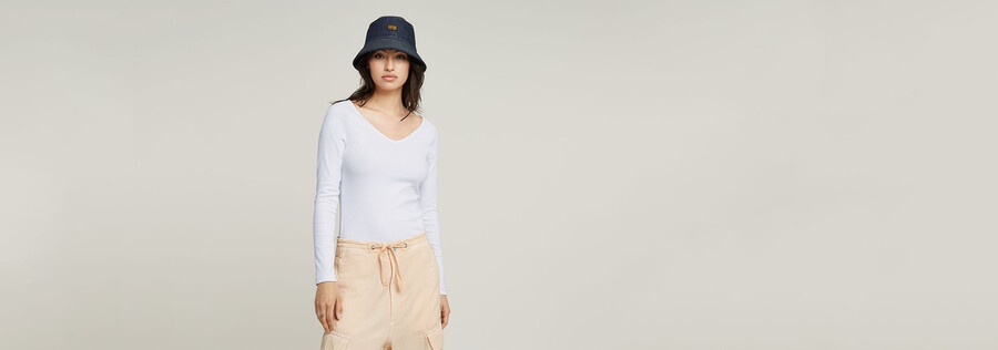 slim rib v-neck top