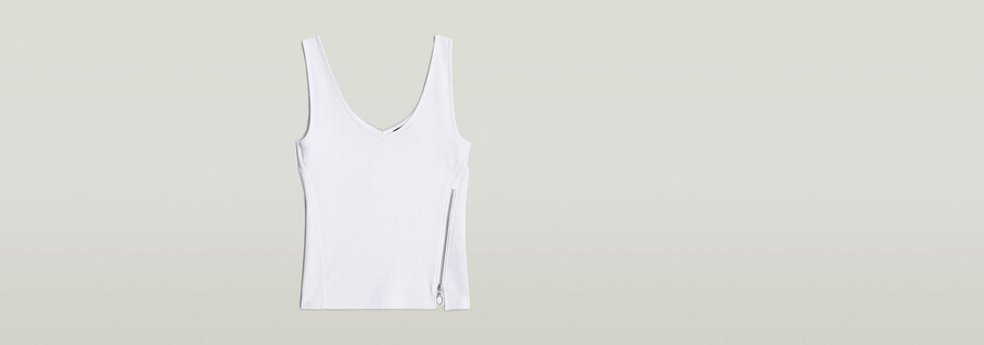 asymmetrical zip slim tank top