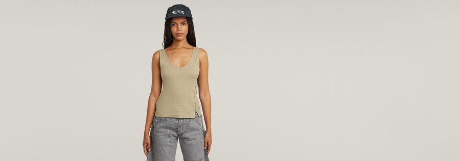 asymmetrical zip slim tank top
