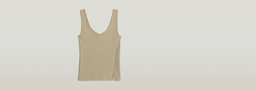 asymmetrical zip slim tank top