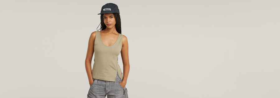 asymmetrical zip slim tank top