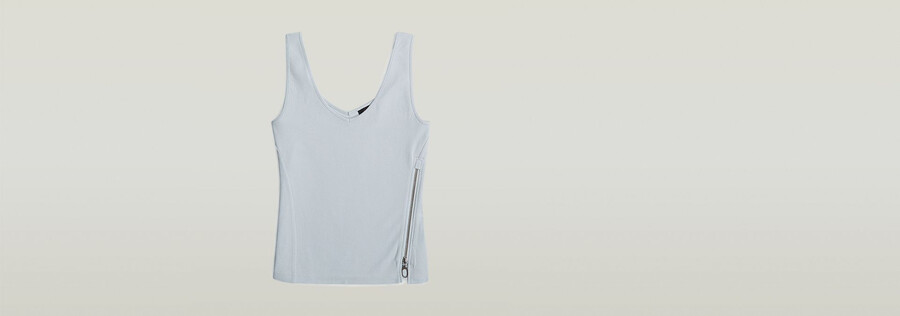 asymmetrical zip slim tank top