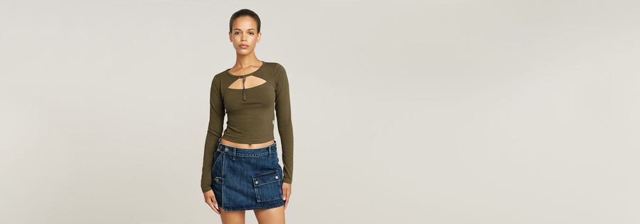 cropped keyhole slim top
