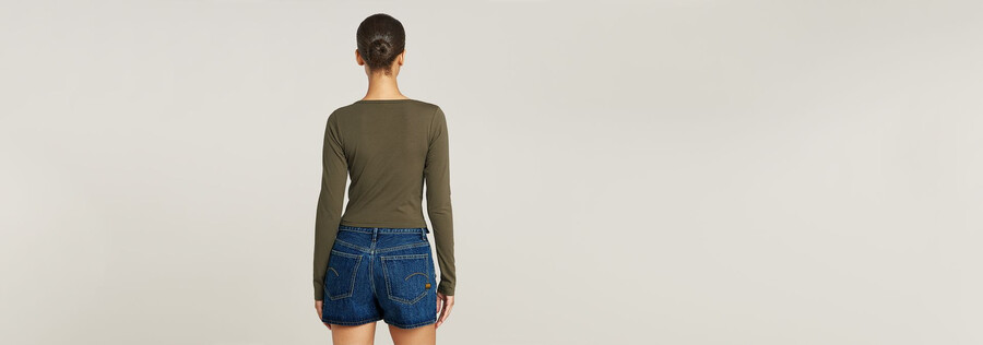 cropped keyhole slim top