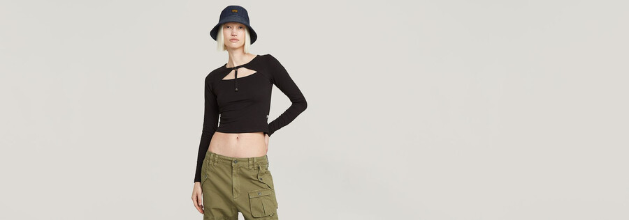 cropped keyhole slim top
