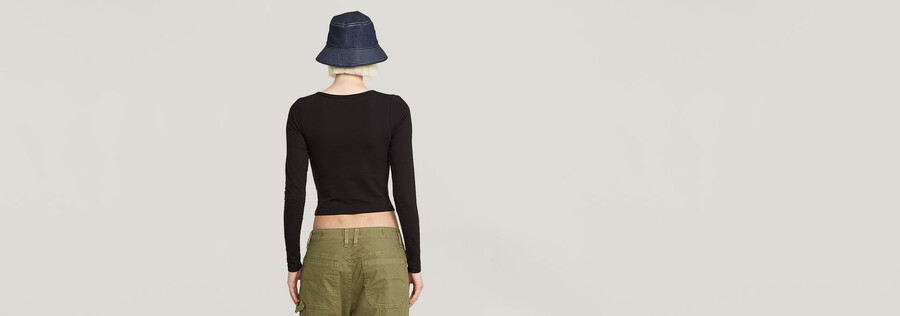 cropped keyhole slim top
