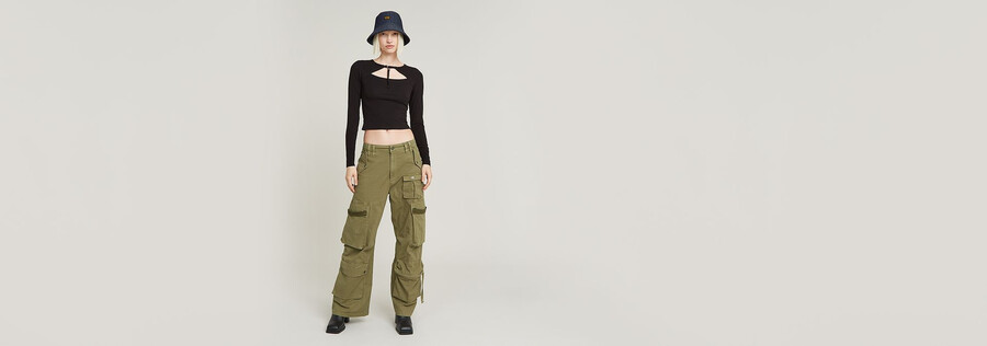 cropped keyhole slim top