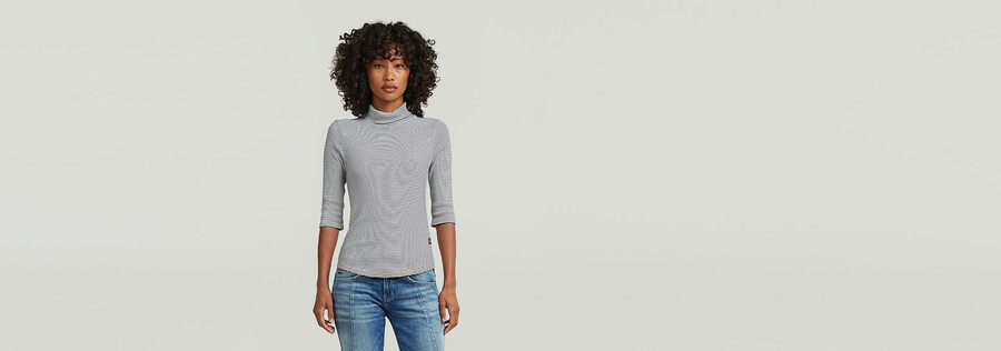 striped slim mock t-shirt