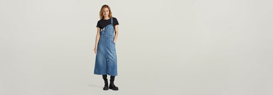 midi dungaree dress