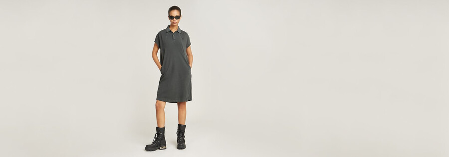 seam detail polo dress