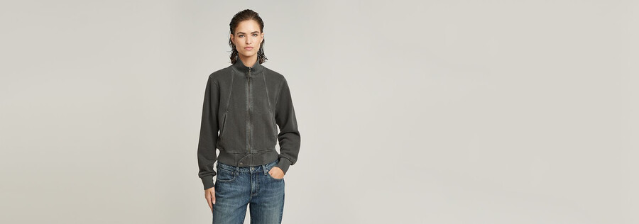 overdyed slim track sweater jacket